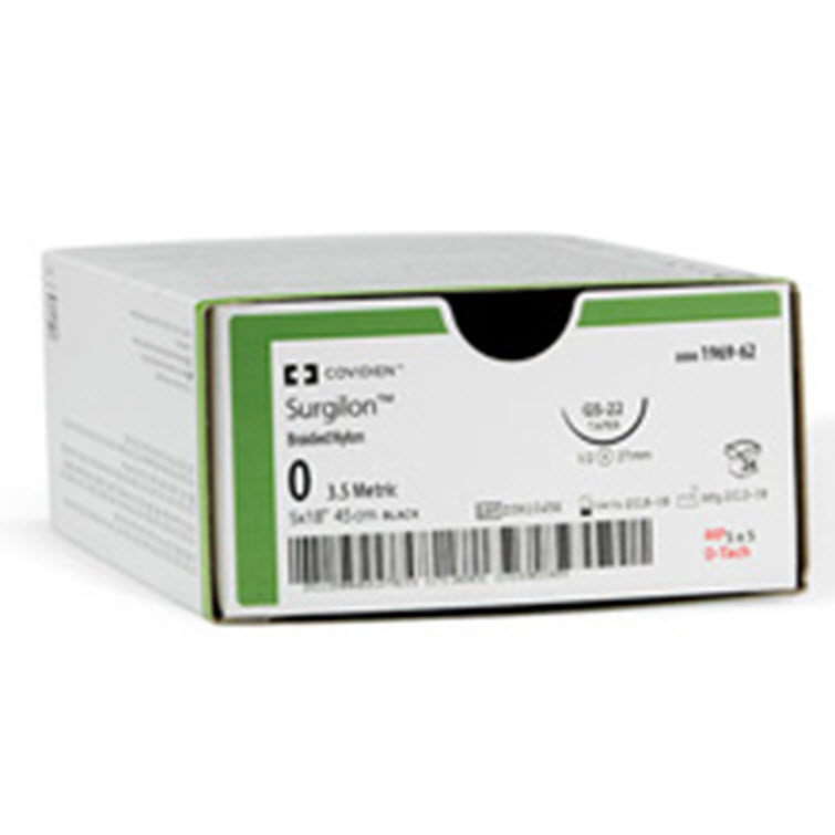 Image SUTURE SURGILON N-RES TRESSE BLK 3.0 18" C-13 19MM